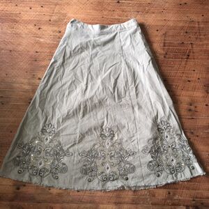Soft Surroundings beaded corduroy A-line skirt